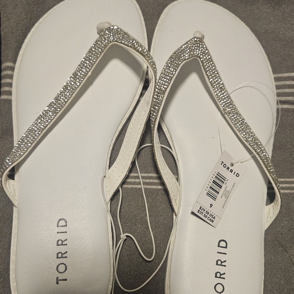 Torrid White Sandals with Silver Accents